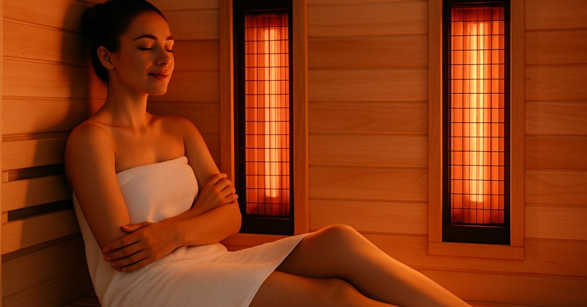 Kvinde i infrarød sauna